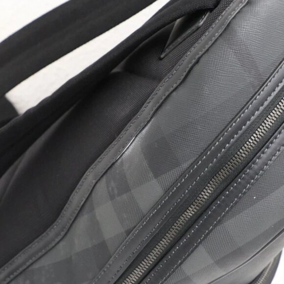 BURBERRY Rocco Charcoal Checkered E-Canvas Backpack - Picture 13 of 16
